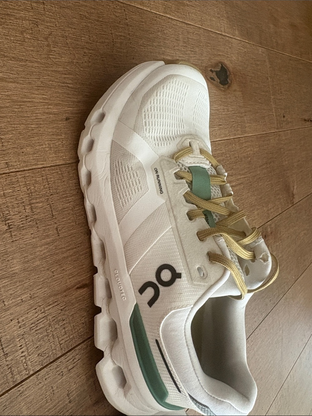 On Running White, Green & Gold Athletic Sneakers - Picture 5 of 10